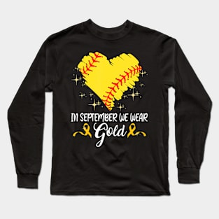 In September We Wear Gold Softball Childhood Cancer Support Long Sleeve T-Shirt